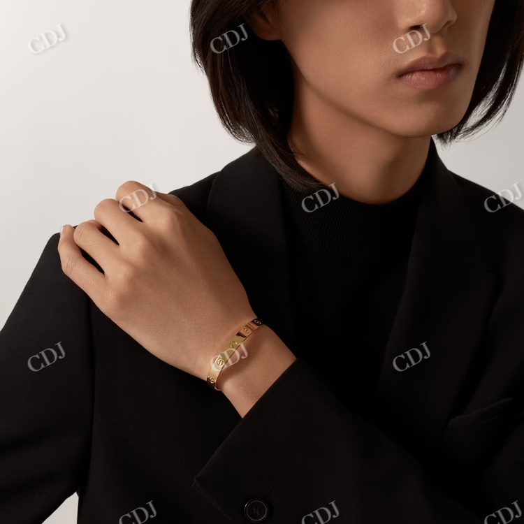 Gold Filled Bangle Moissanite Bracelet Couples Love Friendship Cuff Bracelet customdiamjewel