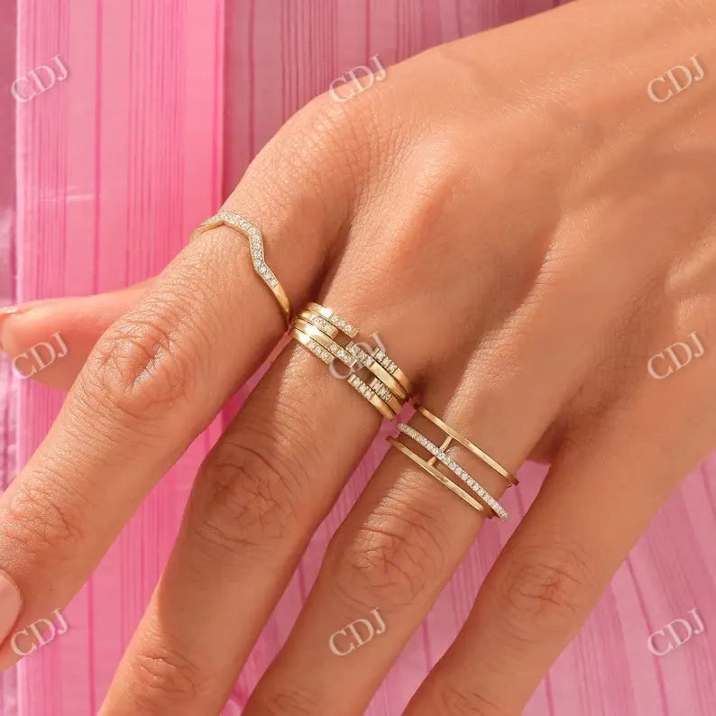 0.24CTW Round Lab Grown Pave Diamond Lines Wedding Band customdiamjewel