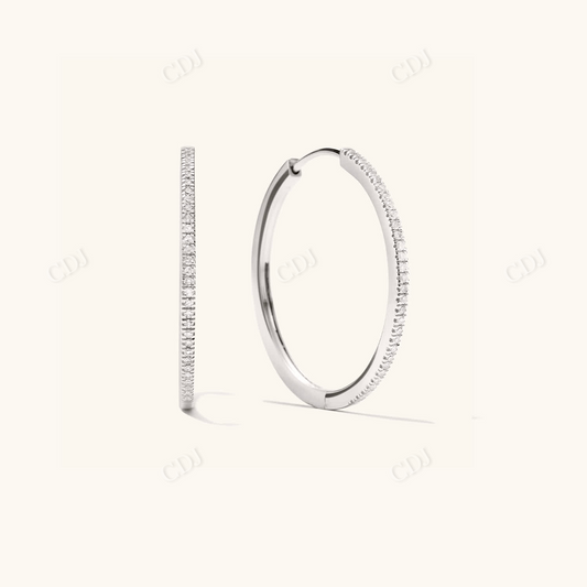 0.174CTW Lab Grown Round Diamond Large Earrings  customdiamjewel Sterling Silver White Gold VVS-EF