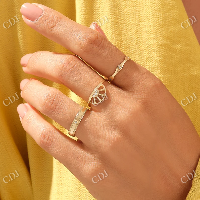0.06CTW Round Wave Bezel Diamond Wedding Band customdiamjewel