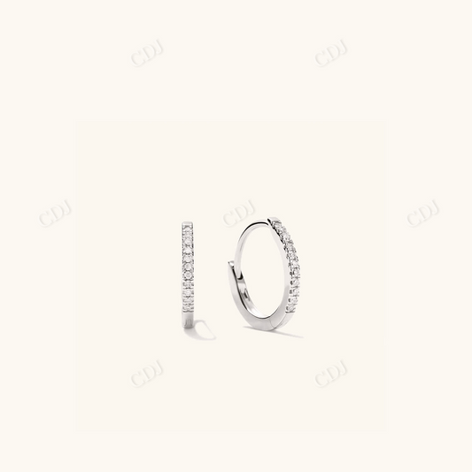 0.063CT Lab Grown Pave Diamond Hoop Earrings  customdiamjewel Sterling Silver White Gold VVS-EF