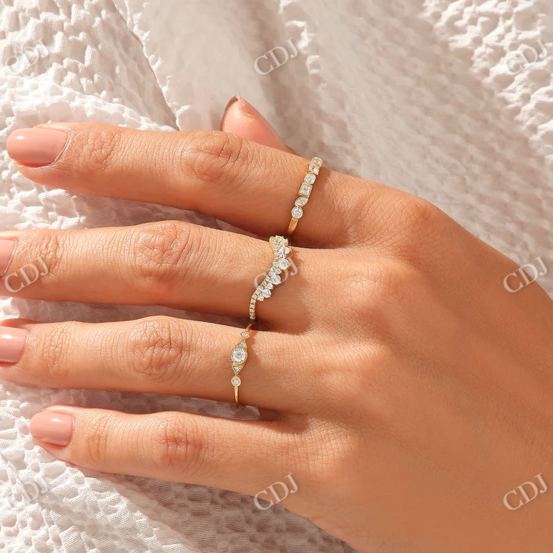 0.25CTW Round Cut Curved Diamond Tiara Wedding Band customdiamjewel