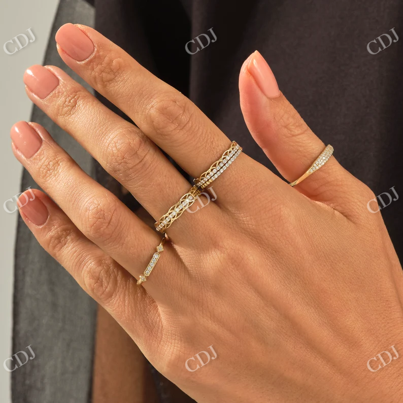 0.17CTW Round CVD Diamond Tiny Ball Wedding Band customdiamjewel