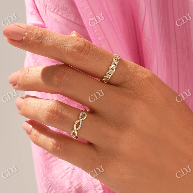 0.24CTW Round Cut Lab Grown Diamond Curb Chain Wedding Band customdiamjewel