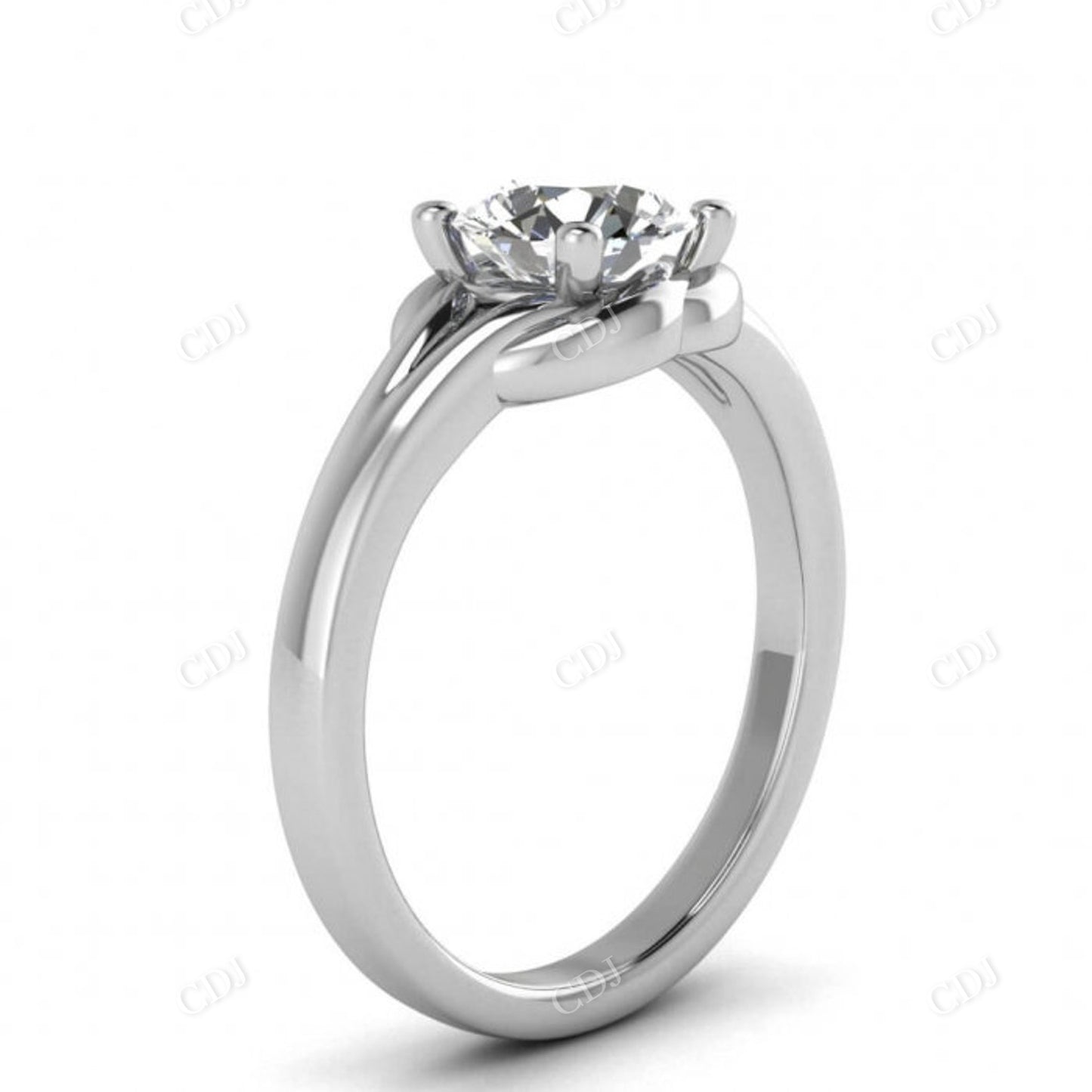 Solitaire 14K White Gold Split Shank Unique Engagement Ring customdiamjewel