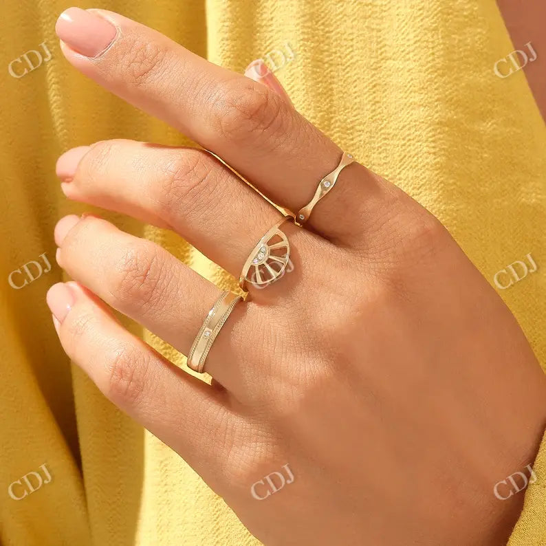 0.06CTW Round Wave Bezel Set Lab Grown Diamond Wedding Band customdiamjewel