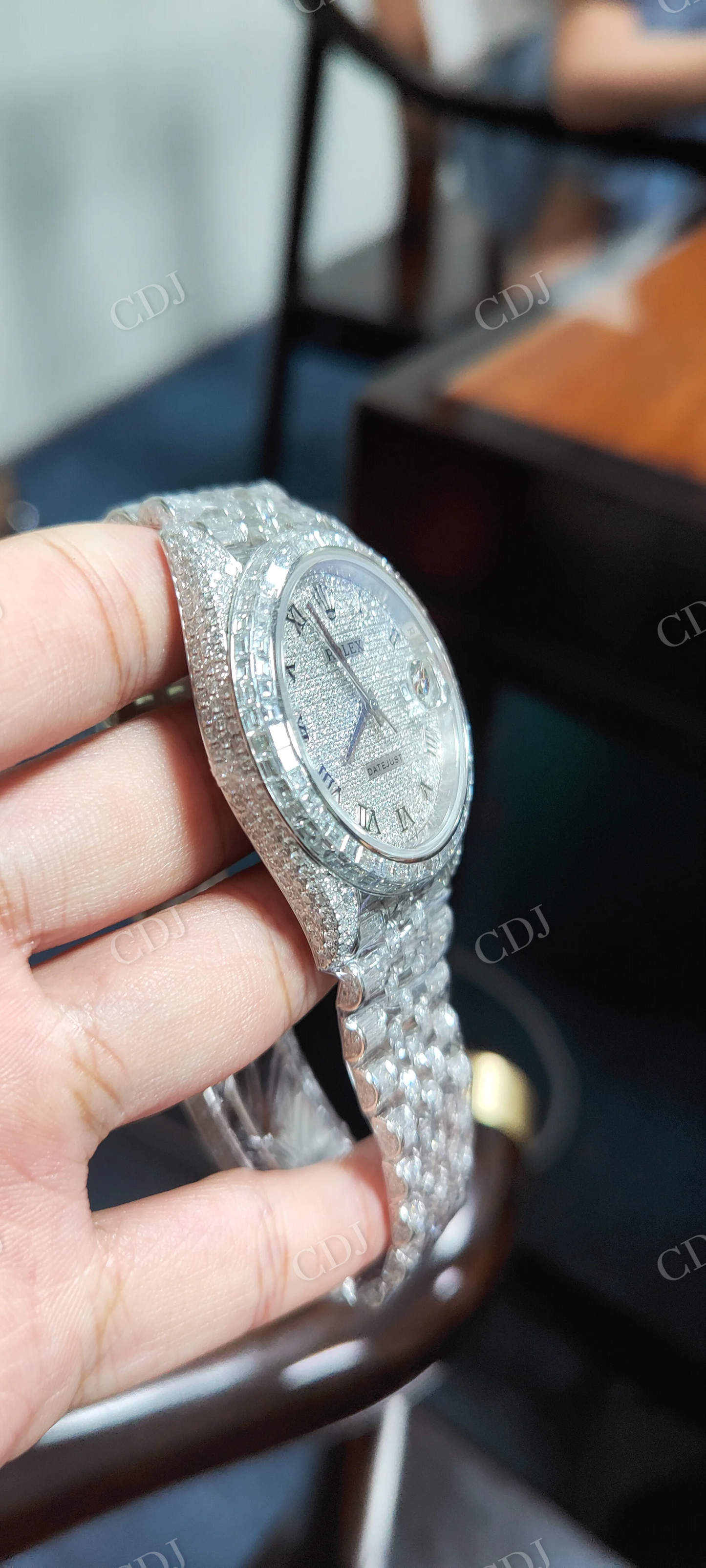 Luxury Rolex Iced out Custom Moissanite Men's Watch customdiamjewel