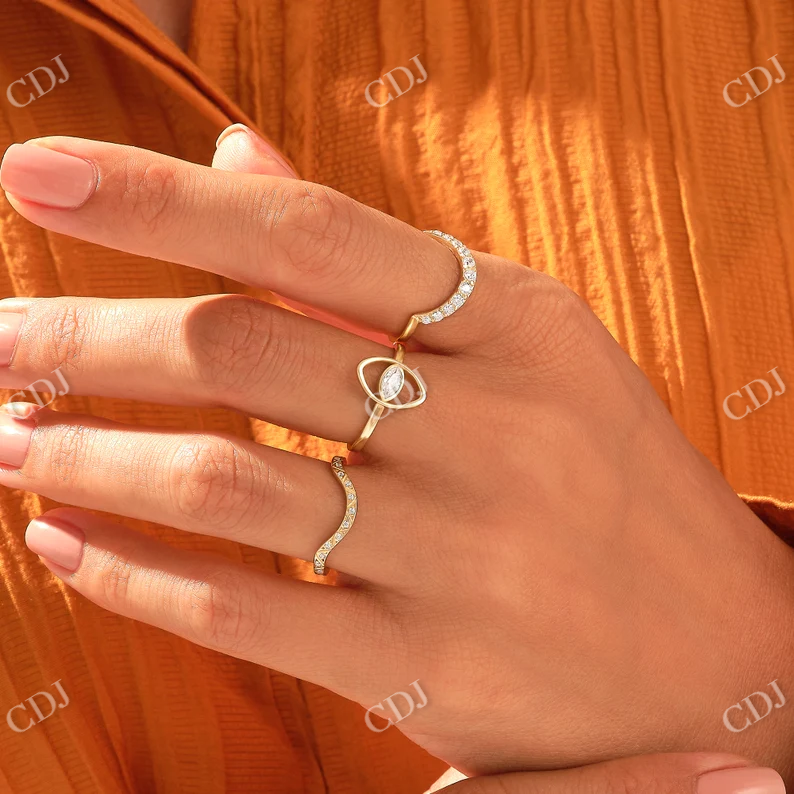 0.30CTW Round Cut Deep Curve Half Eternity Lab Grown Diamond Wedding Band customdiamjewel