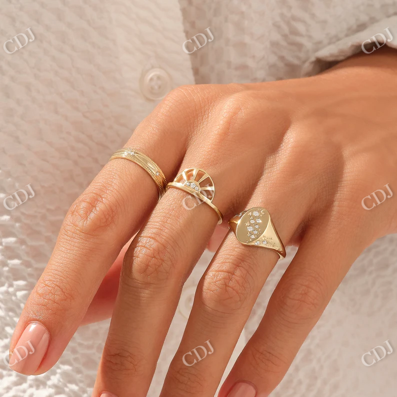 0.04CTW Pave Diamond Half Circle Textured Wedding Band customdiamjewel