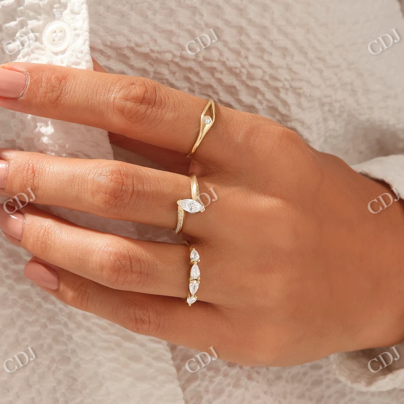 0.50CTW East West Four Pear Cut Lab Grown Diamond Wedding Band customdiamjewel