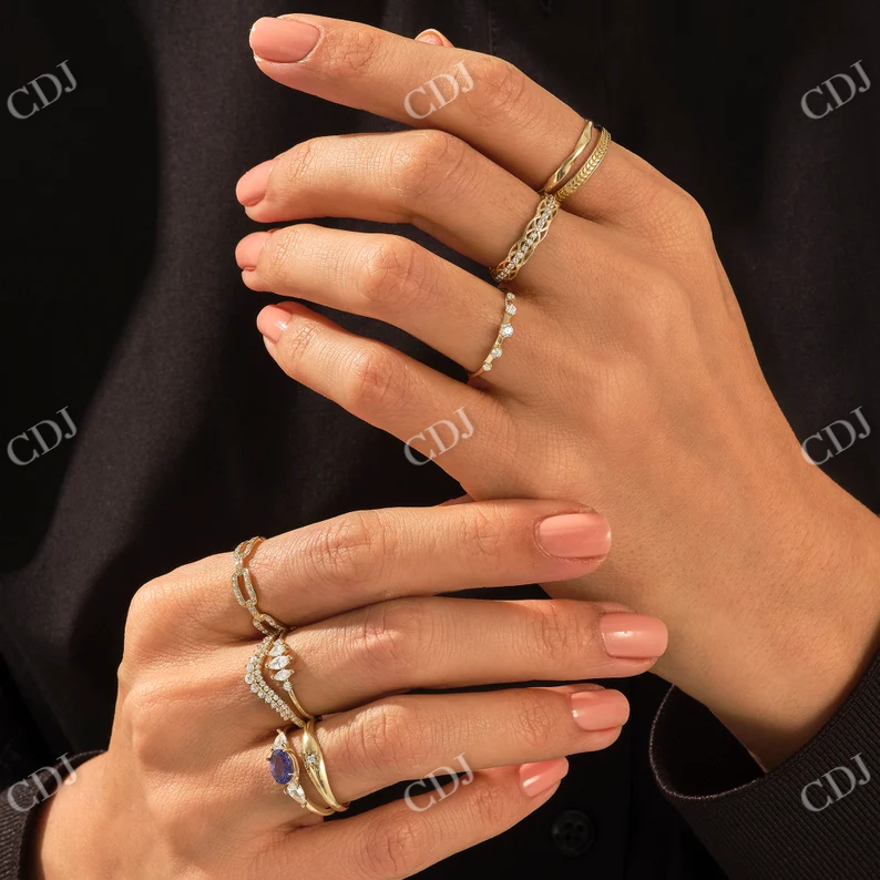 0.35CTW Round Lab Grown Diamond Royal Curved Wedding Band customdiamjewel