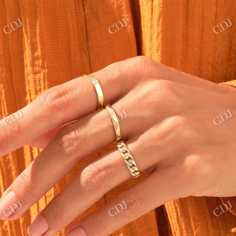 0.08CTW Solo Cuban Chain Diamond Wedding Band customdiamjewel