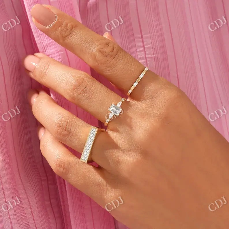 0.18CTW Baguette Half Eternity Lab Grown Wedding Band customdiamjewel