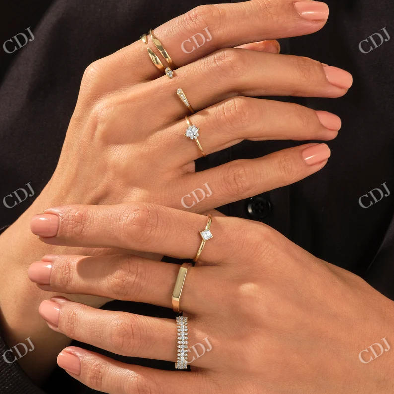 0.55CTW Minimalist Antique Half Eternity Diamond Wedding Band customdiamjewel