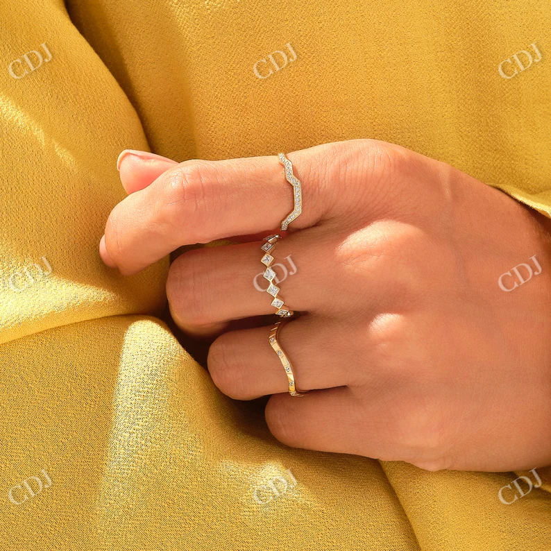 0.05CTW Diamond Square Pattern Arch Wedding Band customdiamjewel