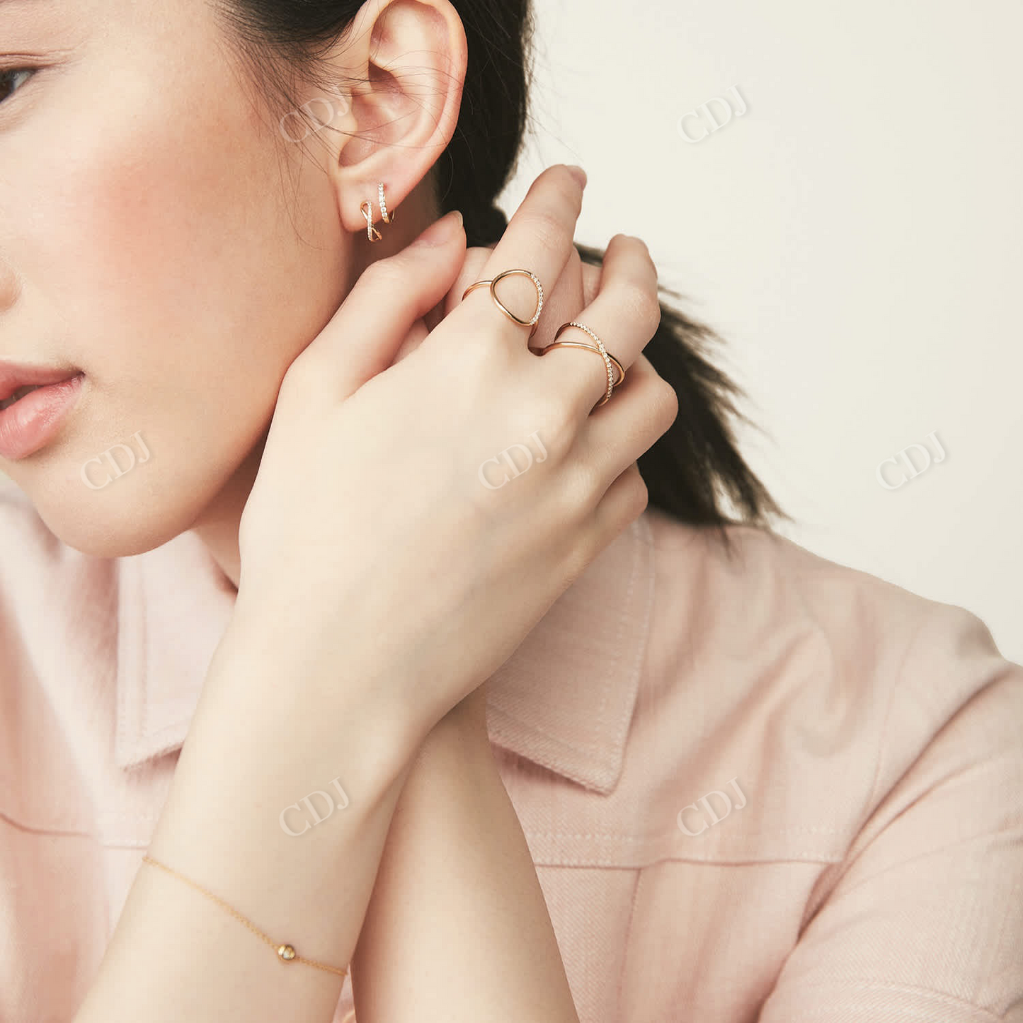 Pave Diamond X Hoop Moissanite 14K Gold Unique Earrings customdiamjewel