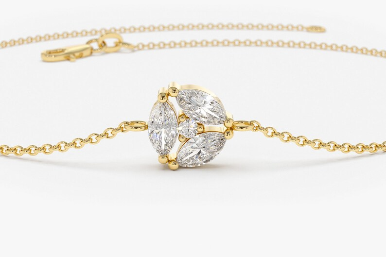 Lab Grown Diamond Marquise Cluster Bracelet in 14k Solid Gold customdiamjewel