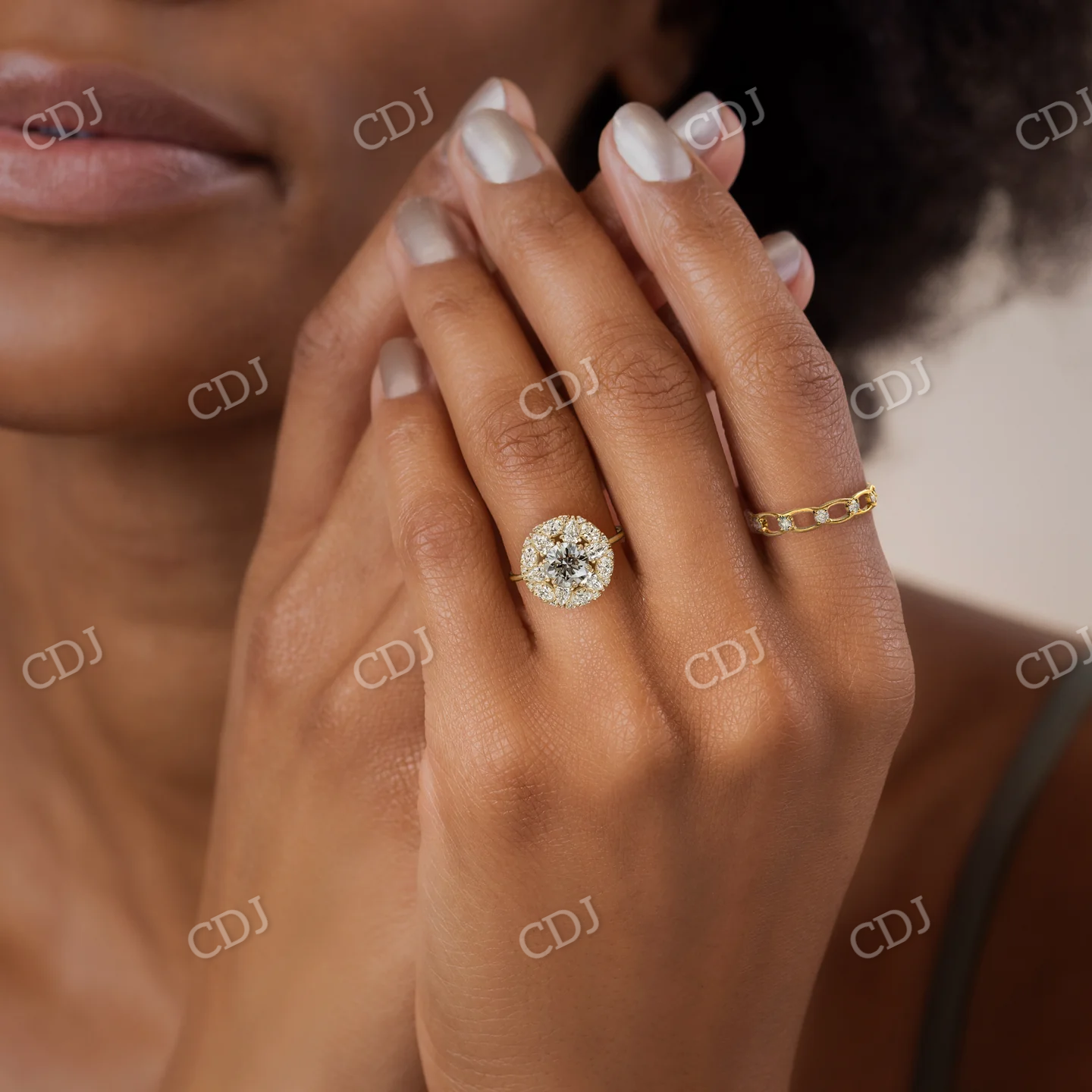 Multi Shape Moissanite Cluster Engagement Ring customdiamjewel