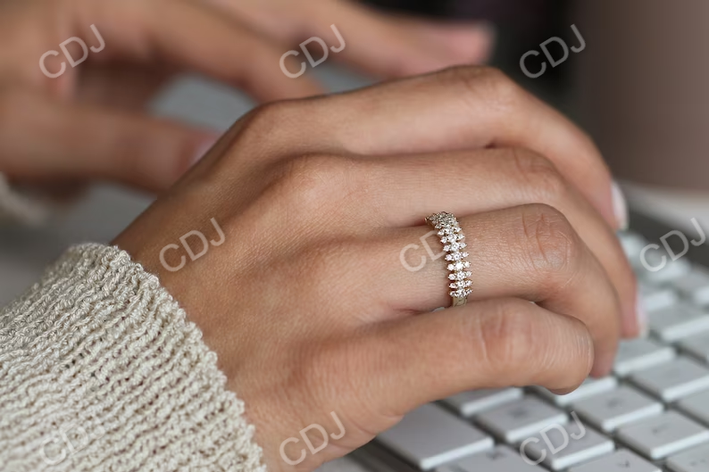 14k Gold Half Eternity Round Brilliant Diamond Spike Wedding Ring customdiamjewel