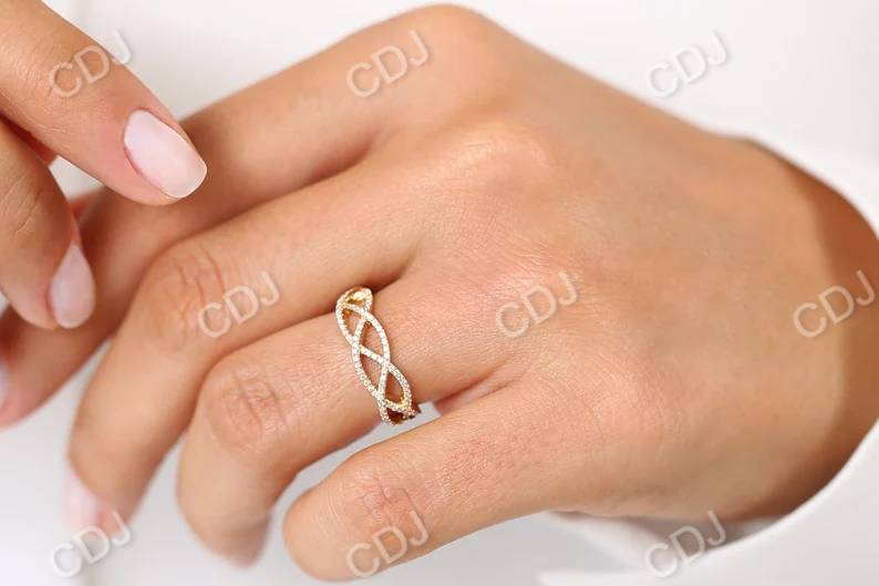 Infinity Crisscross Micro Pave Diamond Wedding Ring customdiamjewel
