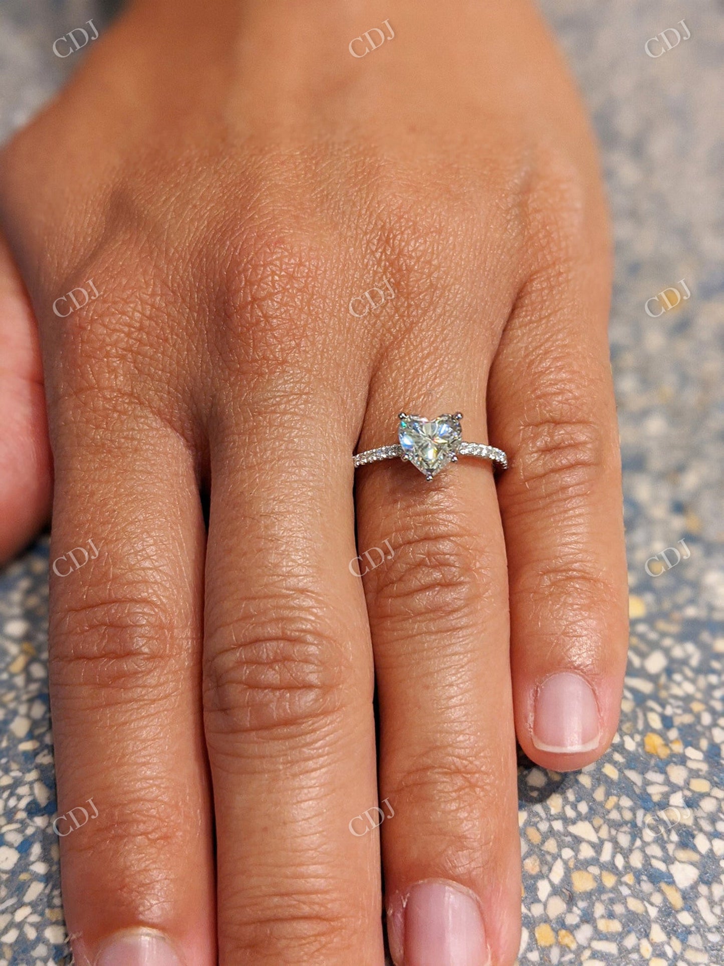 Love Heart Shape Moissanite Half Eternity Diamond Ring customdiamjewel