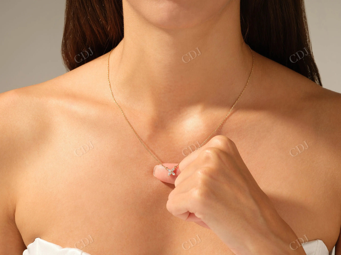 0.40CTW Marquise Cut Clover Moissanite Necklace customdiamjewel