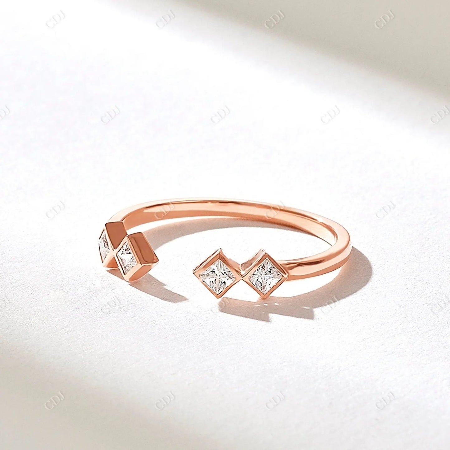 0.20CTW Princess Cut Lab Grown Diamond Open Shank Ring customdiamjewel 10KT Rose Gold VVS-EF