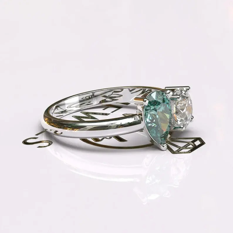 Toi Et Moi Old European Cut Moissanite Engagement Ring customdiamjewel
