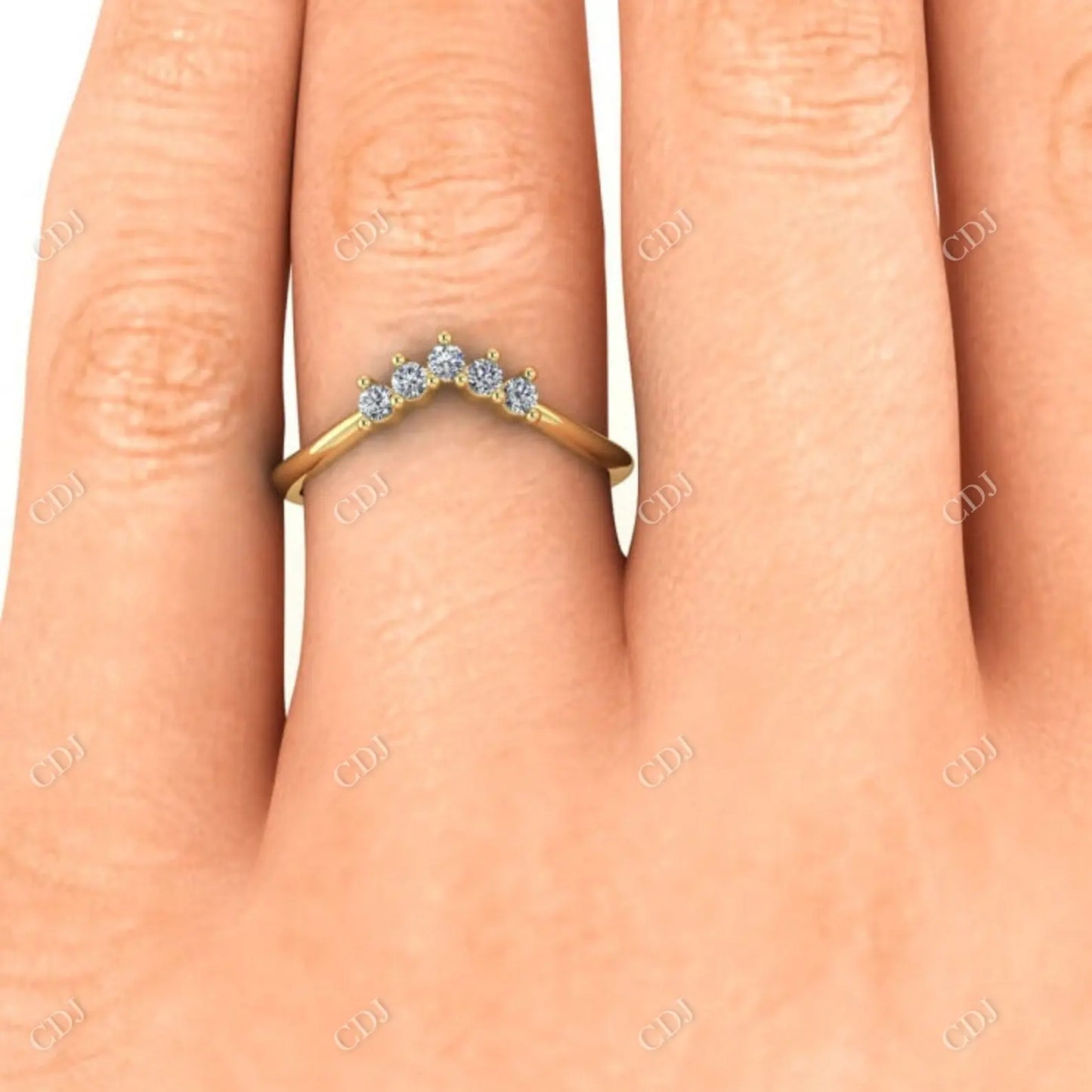 14k Yellow Gold Belen Curved Wedding Band customdiamjewel