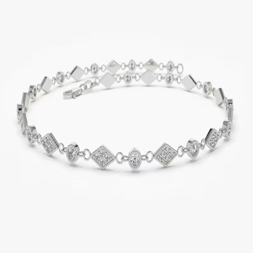14k Gold Dainty Lab Grown diamond Bracelet with Milgrain  customdiamjewel Sterling Silver White Gold VVS-EF