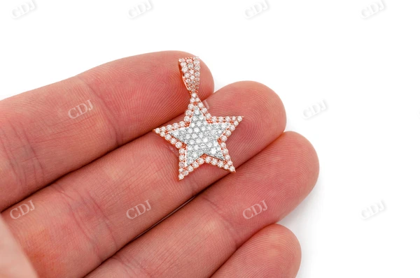 White Gold Layered Star Cluster Pave Diamond Pendant customdiamjewel