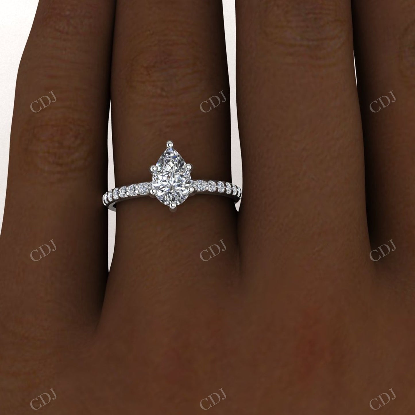 Pear Cut Moissanite White Gold Half Eternity Diamond Ring customdiamjewel