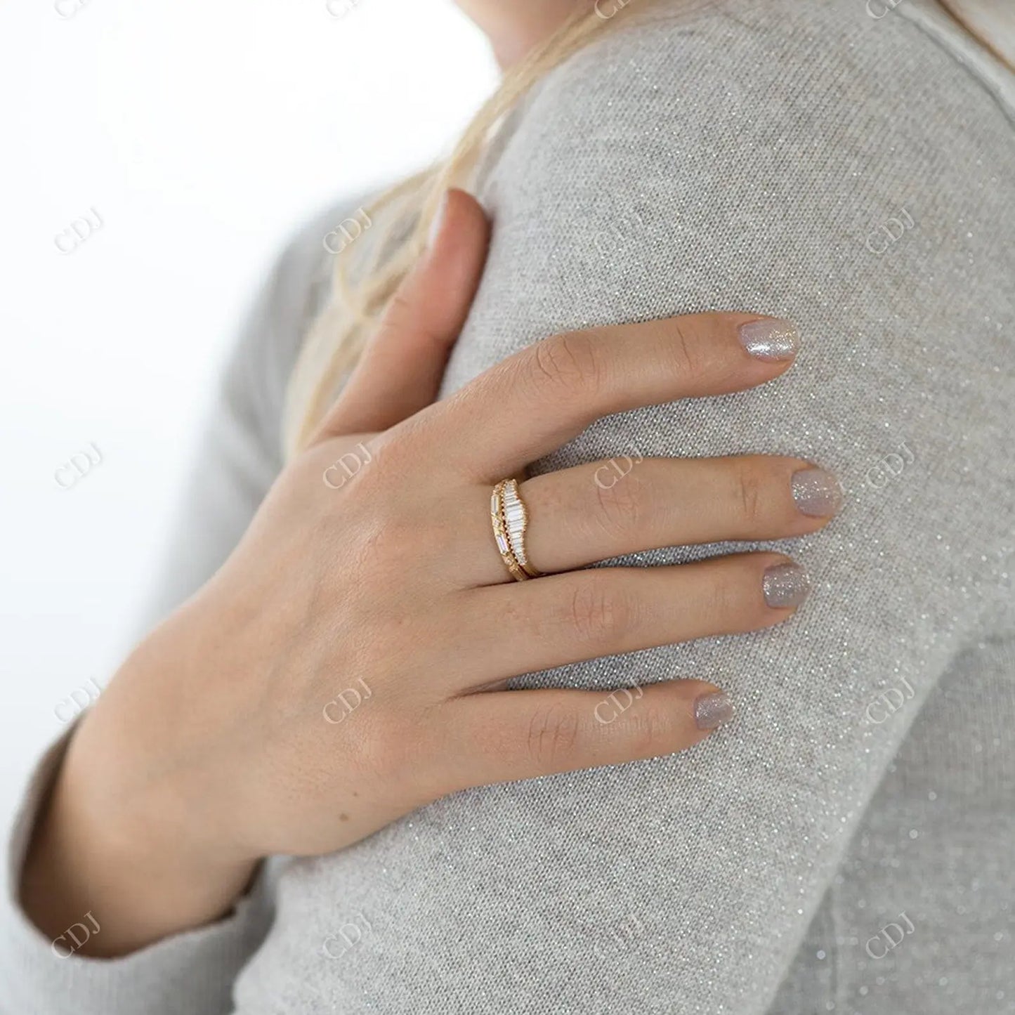 0.18CTW Baguette Round Cut Diamond Wedding Band customdiamjewel