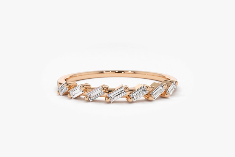 0.25CTW Baguette Cut Natural Diamond Half Eternity Band customdiamjewel 10KT Rose Gold VVS-EF
