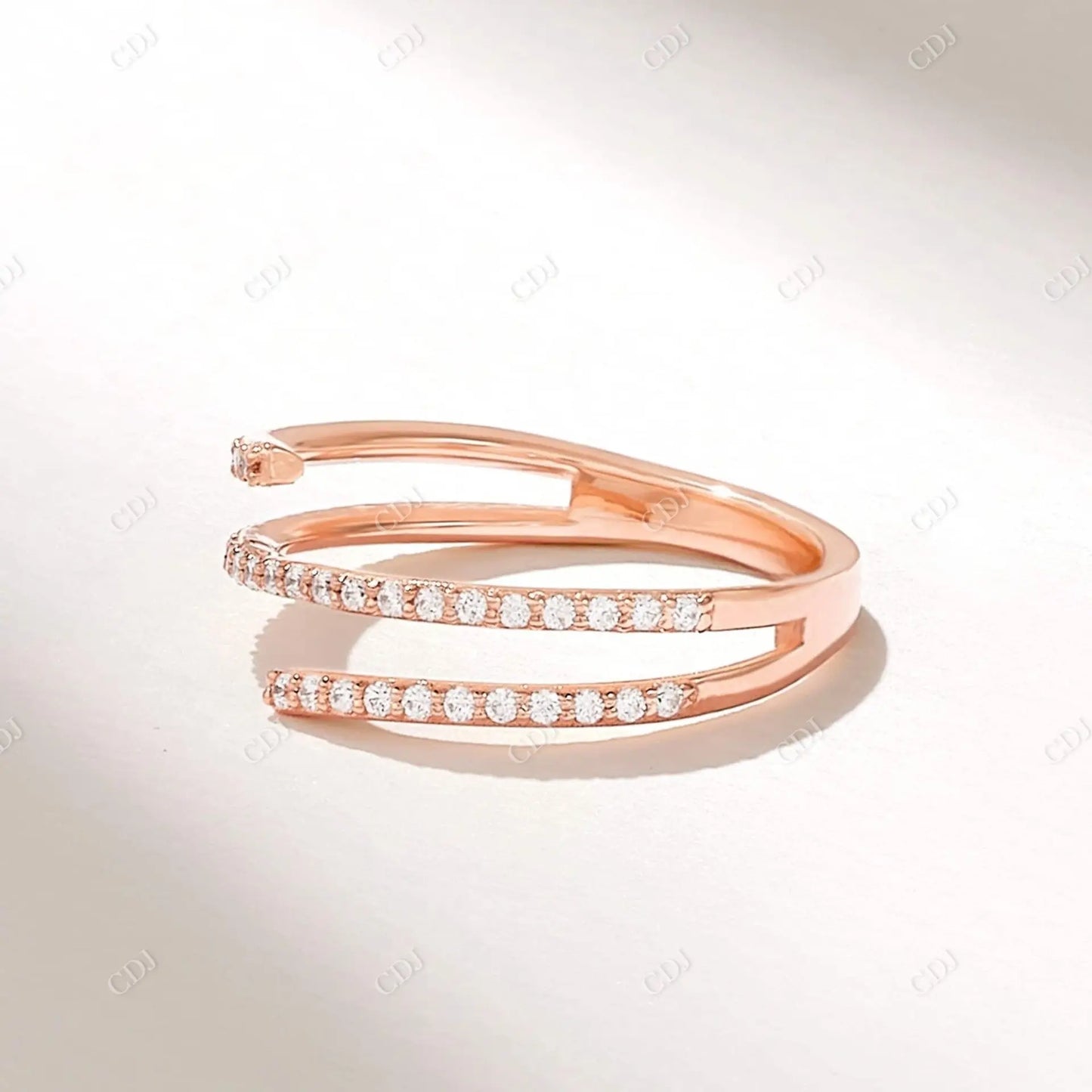0.23CTW Round Cut Lab Grown Diamond Wraparound Stacking Ring customdiamjewel 10KT Rose Gold VVS-EF