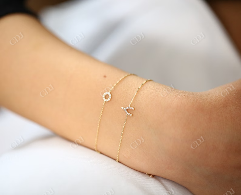 14K Solid Gold Diamond Wishbone Charm Bracelet customdiamjewel