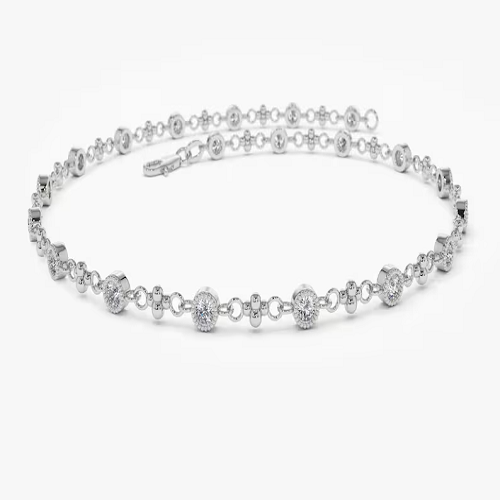 Milgrain Art Deco Bezel Setting Lab Grown Diamond Bracelet  customdiamjewel   