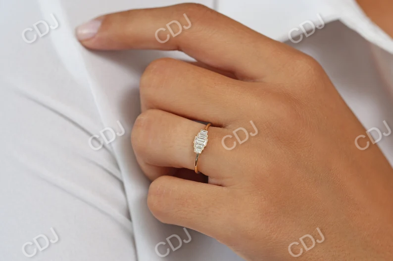 14k Gold Step Cut Alternative Baguette Diamond Wedding Ring customdiamjewel