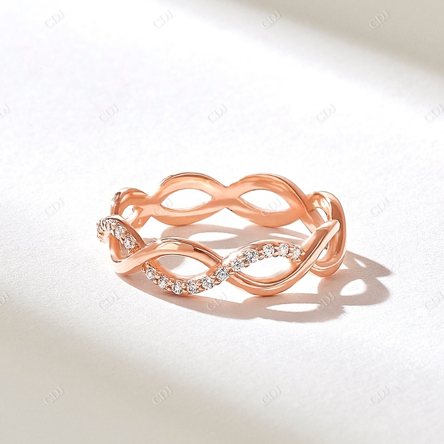 0.22CTW Round Natural Diamond Twisted Wedding Band customdiamjewel 10KT Rose Gold VVS-EF