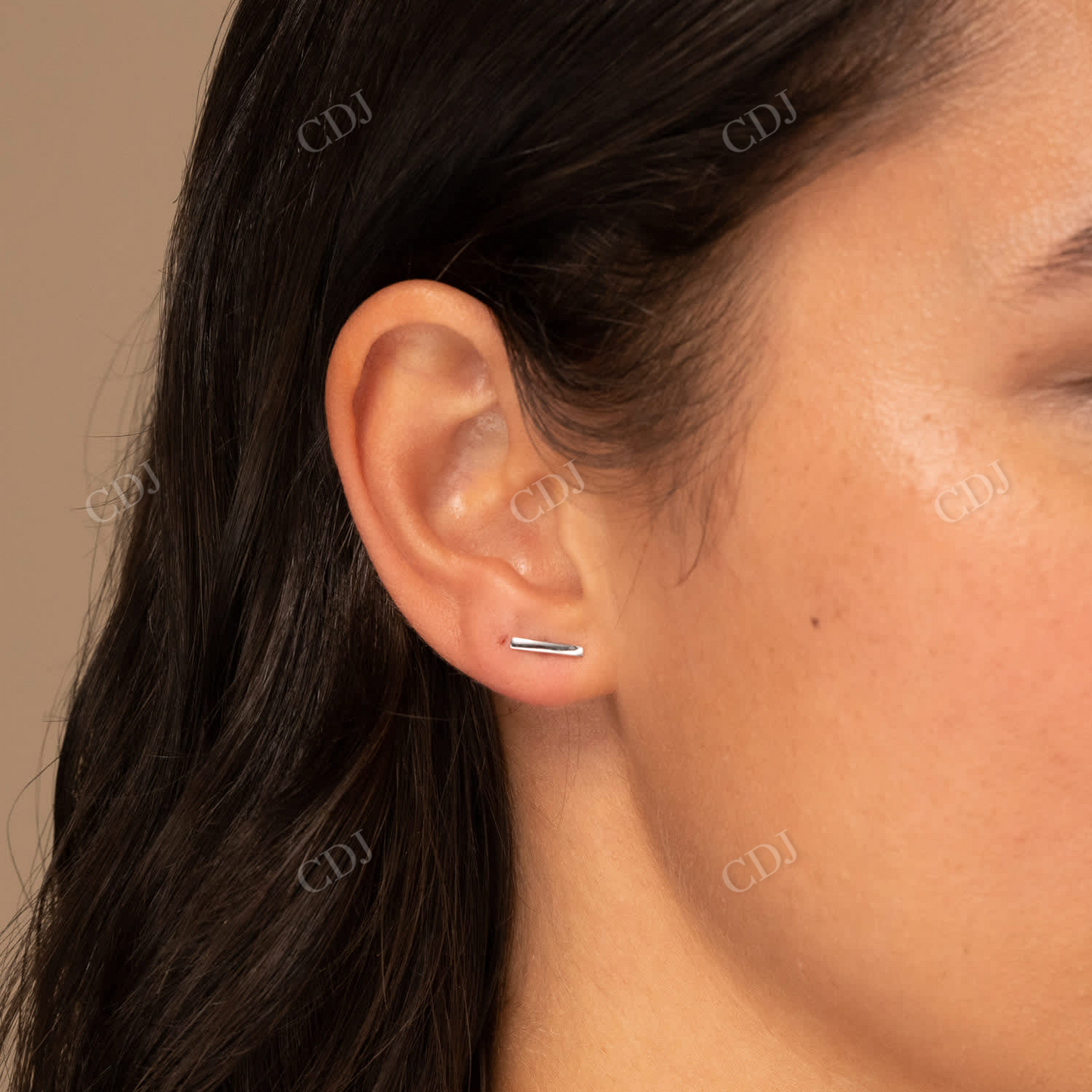 Slide 14K Solid Gold Bar Daily Wear Studs Earrings customdiamjewel