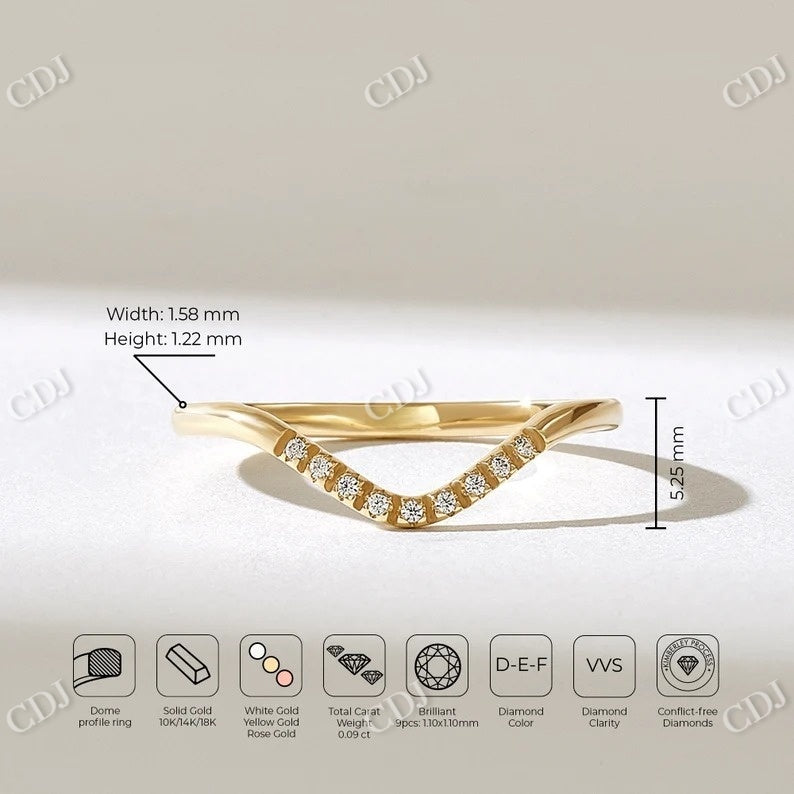 0.09CTW Round Chevron Curved Wedding Band customdiamjewel