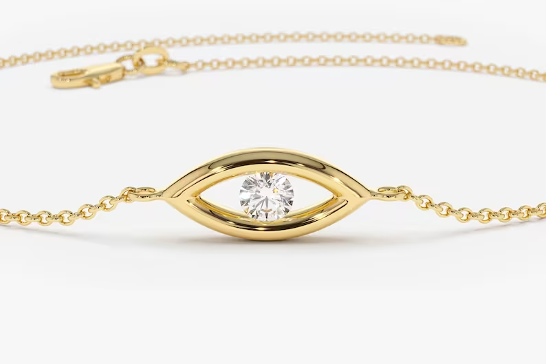 0.08ctw Evil Eye Lab Grown Diamond Bracelet customdiamjewel