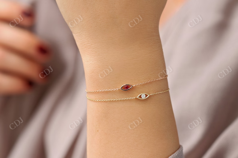 14k Gold Good Luck Charm Evil Eye Diamond Bracelet customdiamjewel