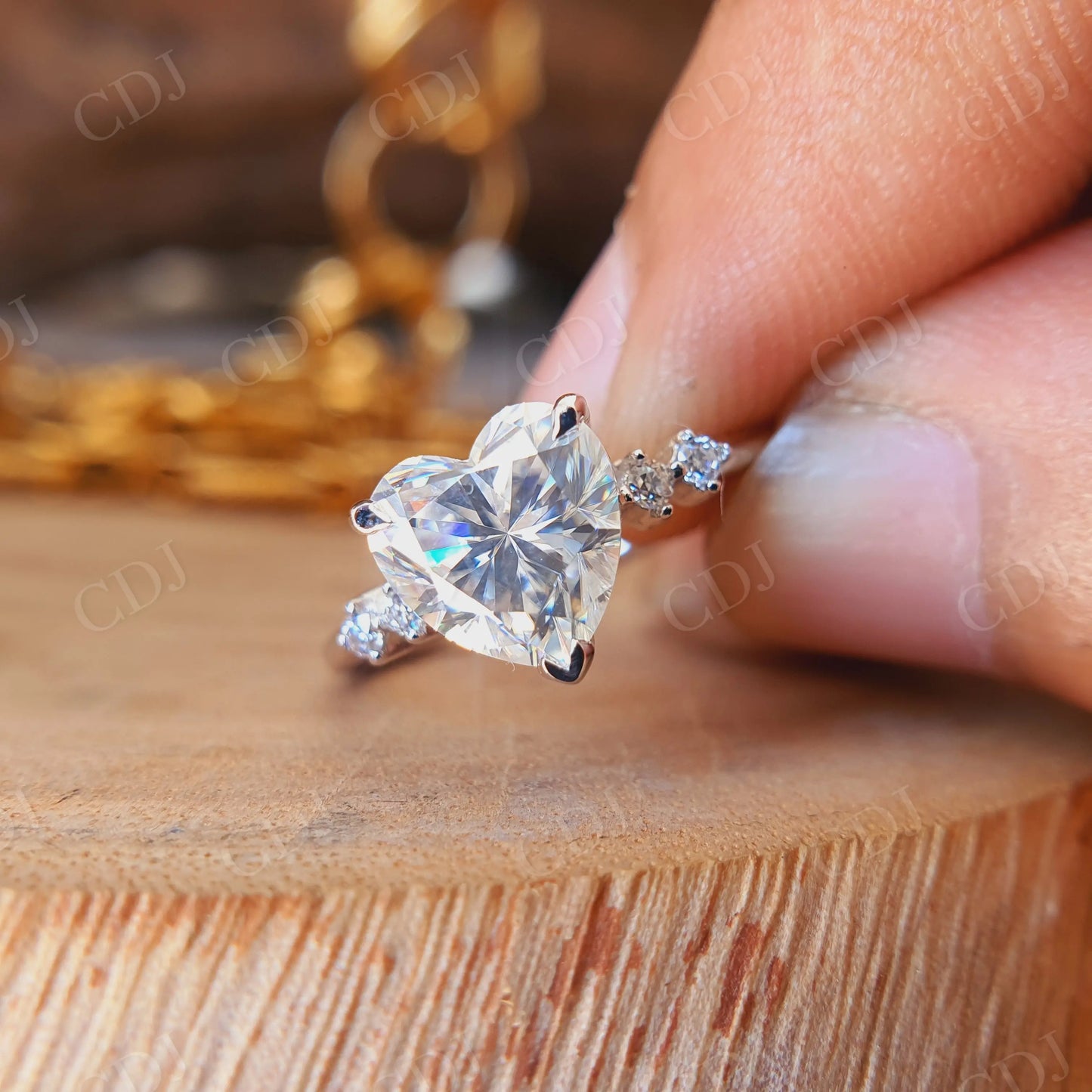 2.12CT Heart Cut Five Stone Moissanite Engagement Ring customdiamjewel