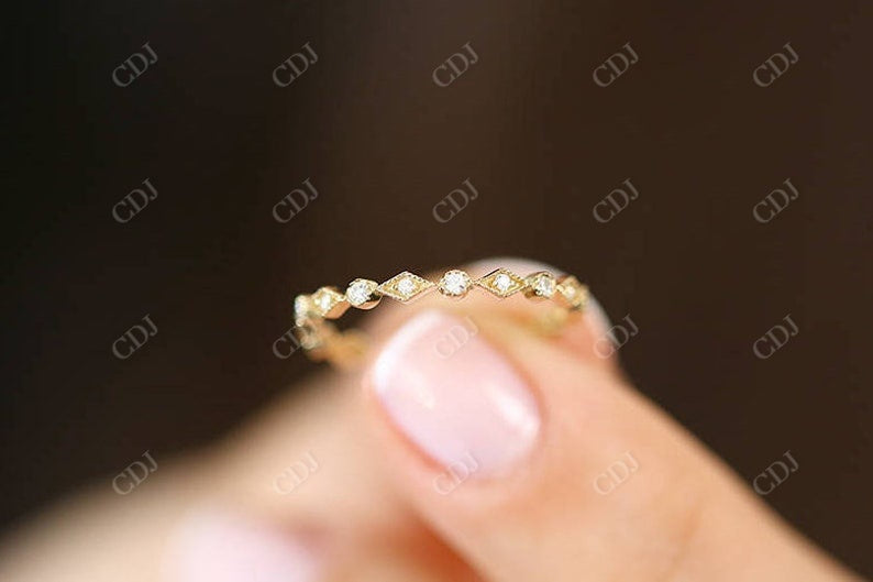 0.12CTW Lab Grown Diamond Dainty Wedding Band customdiamjewel