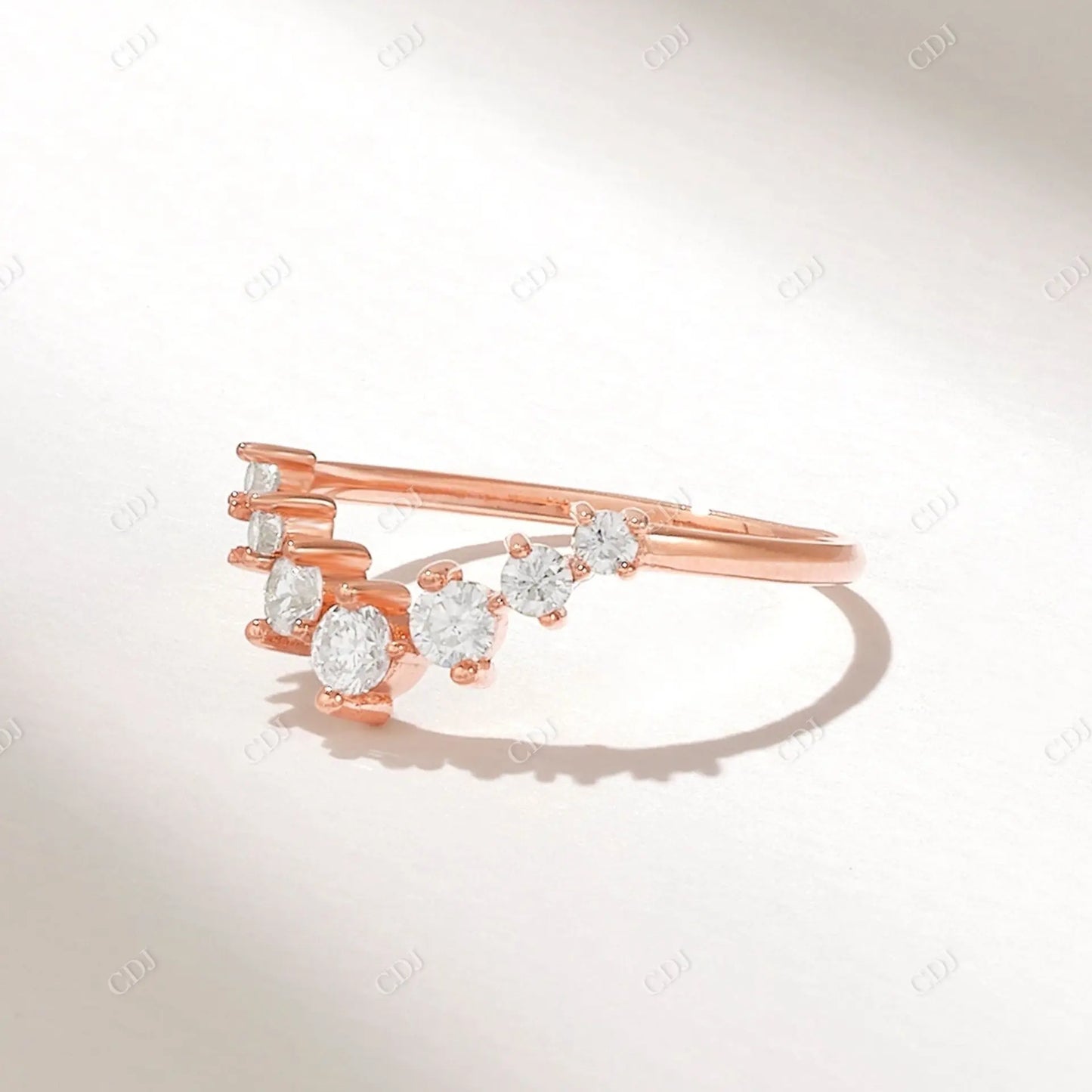 0.40CTW Round Lab Grown Diamond Curved Wedding Band customdiamjewel 10KT Rose Gold VVS-EF