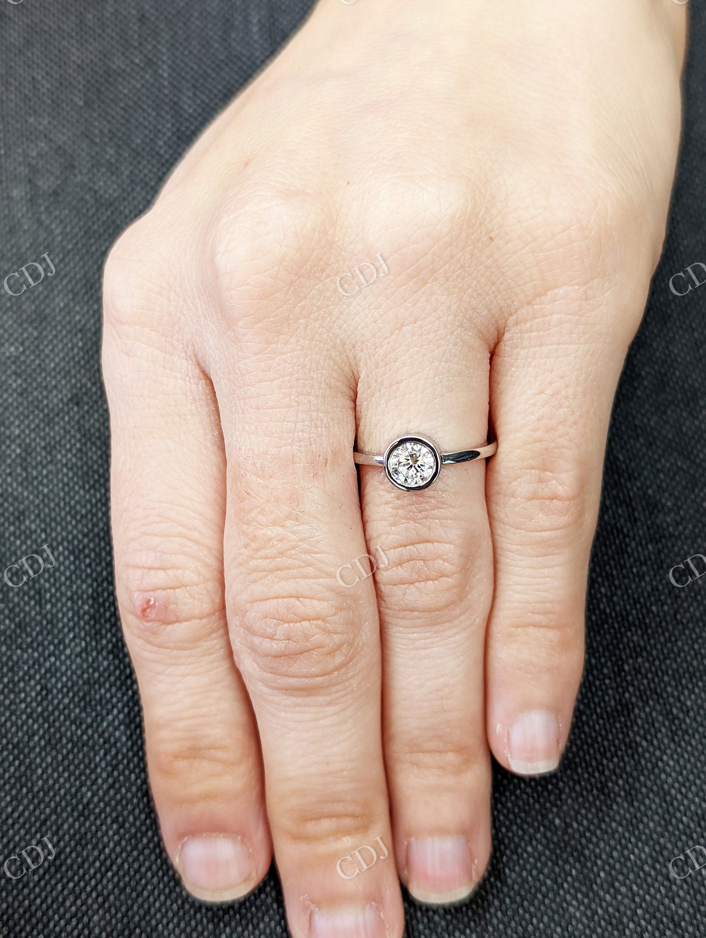 Antique Cut Moissanite Bezel Setting White Gold Solitaire Ring customdiamjewel