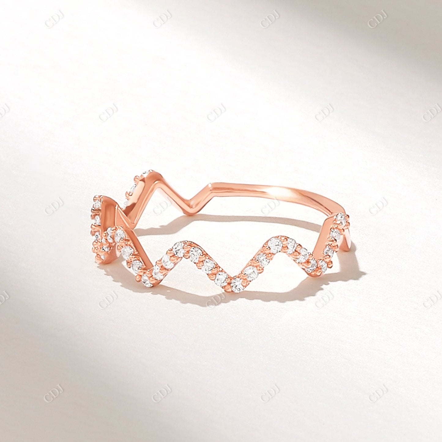 Natural Diamond 0.17CTW Round Zigzag Band customdiamjewel 10KT Rose Gold VVS-EF