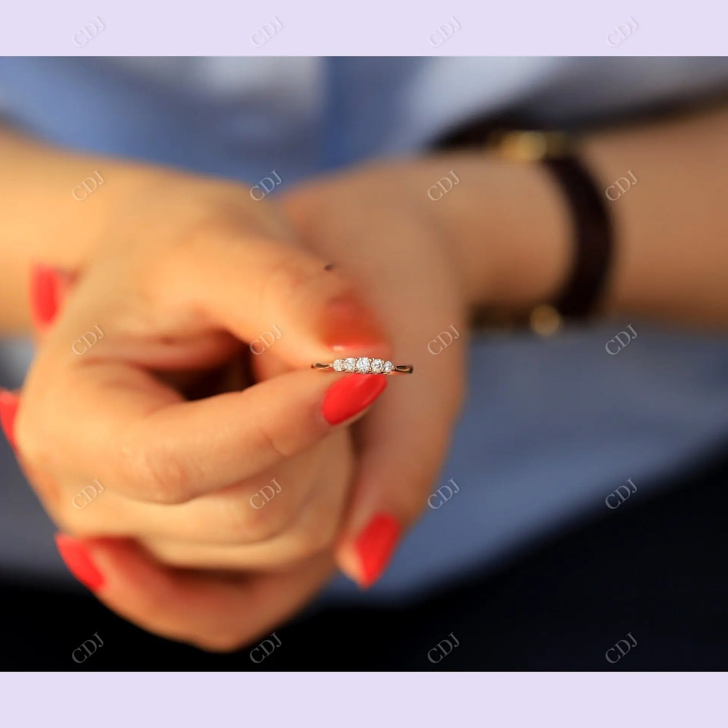 0.50CTW Round Moissanite Rose Gold Wedding Band customdiamjewel