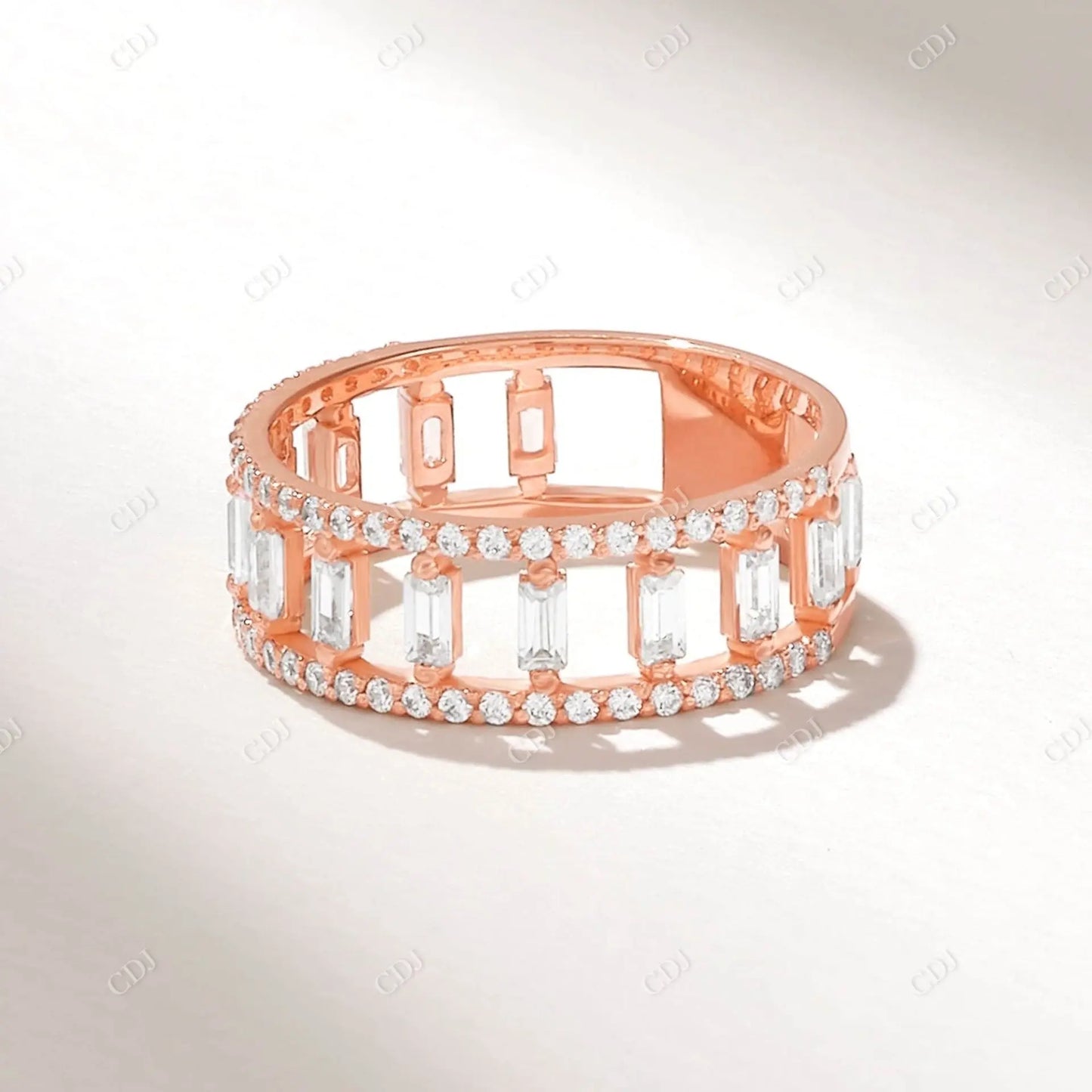 0.87CTW Baguette Lab Grown Diamond Bold Eternity Band customdiamjewel 10KT Rose Gold VVS-EF